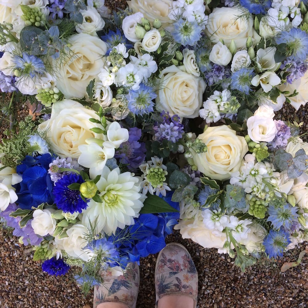 blue wedding flowers in june