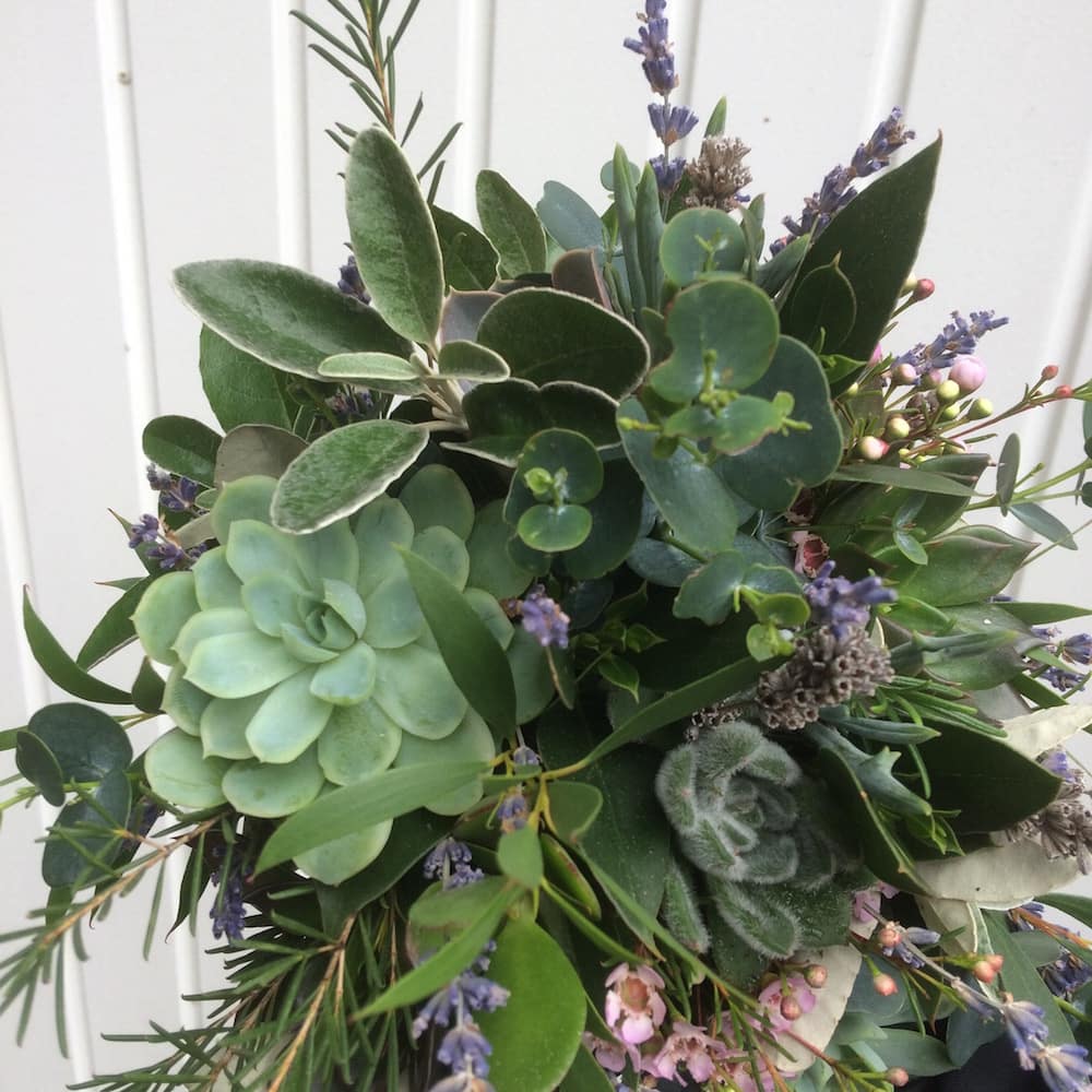 lavender and succulent bridal bouquet
