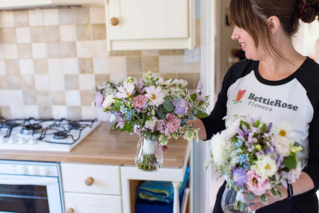 Bettie Rose Florist delivering wedding flowers 