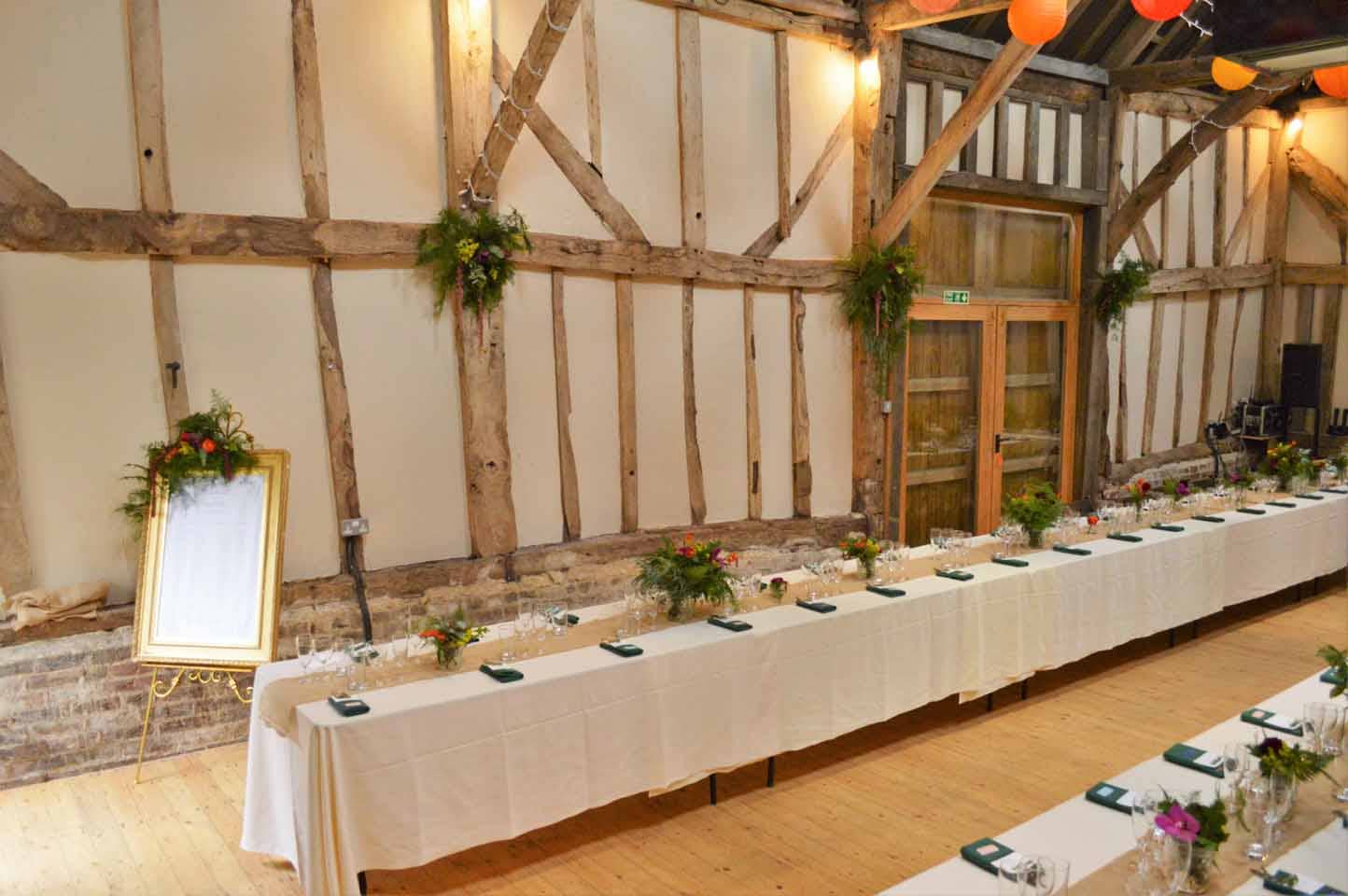 patricks barn wedding set up banquet table
