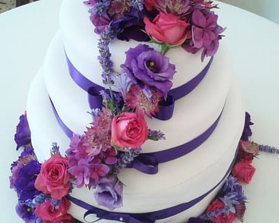 Pink and purple cake flowers