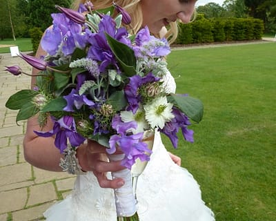 Purple wedding bouquets - Wakehurst Place, West Sussex