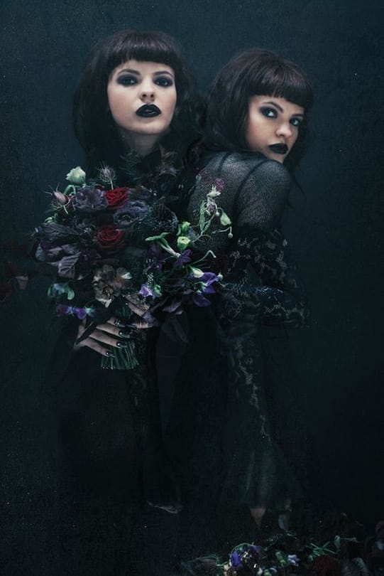 black flowers for a goth bridal bouquet