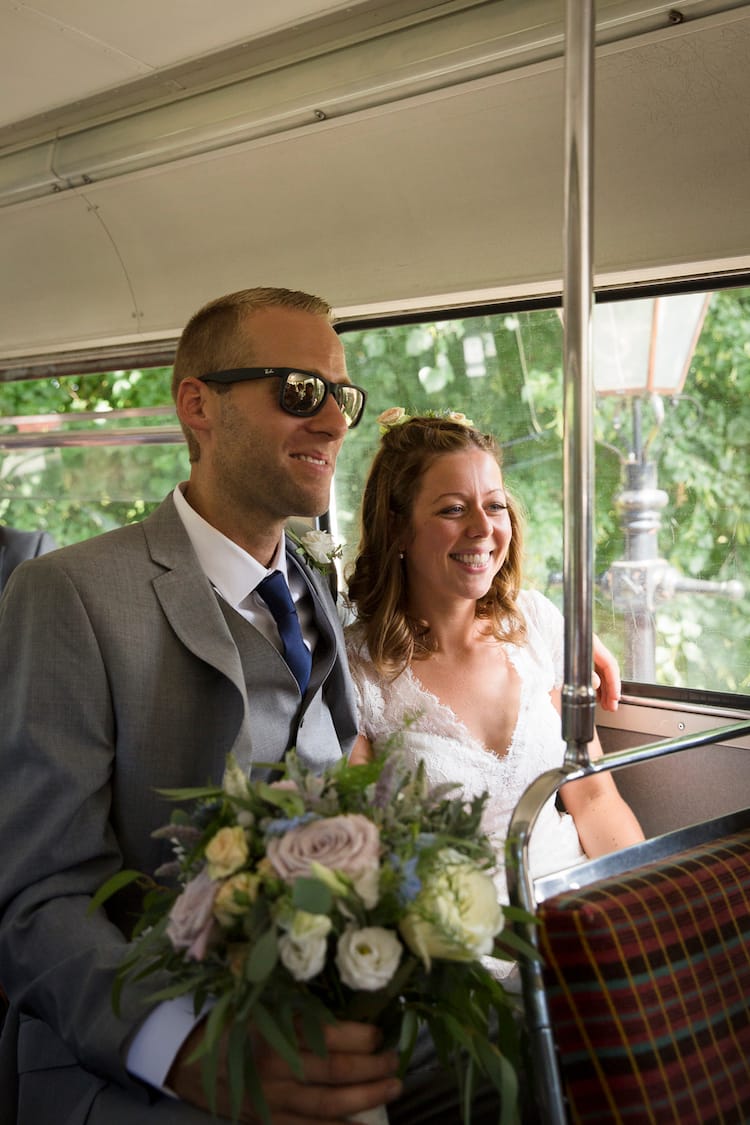 bride and groom vintage bus sussex