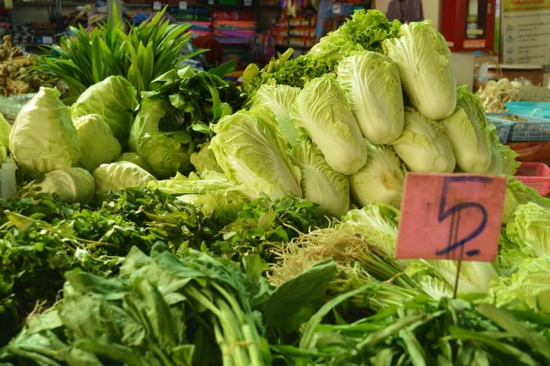 Green vegetables at the market