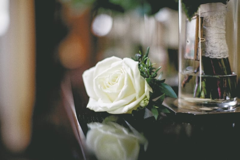 White rose buttonhole at The Claremont Hove