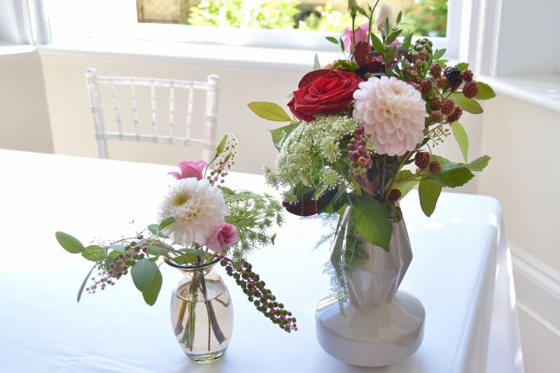 Geometric vases with flowers