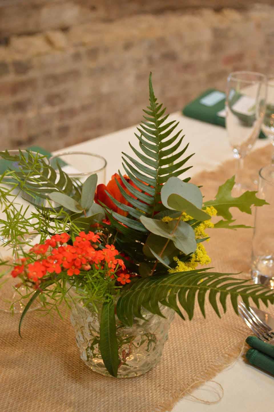 green foliage wedding table flowers