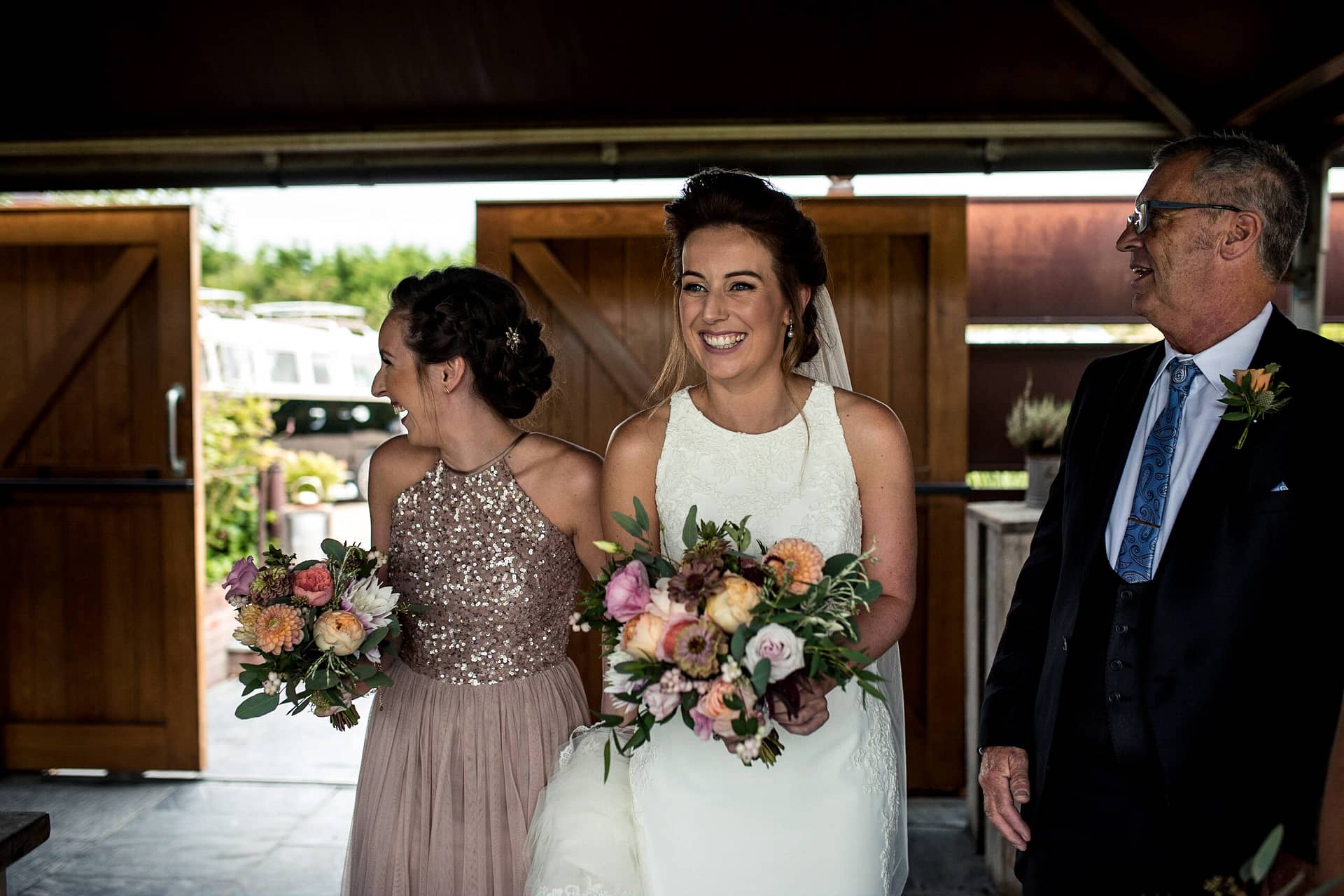 bride and bridesmaids at southend barns chichester